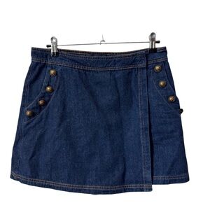 FREEMARKET Women’s Dark Wash Denim Sailor Mini Wrap Skort - Size M